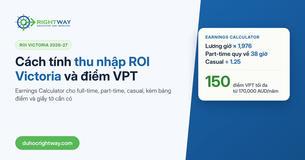Cách tính thu nhập ROI Victoria 2026-27: hướng dẫn Earnings Calculator và điểm VPT